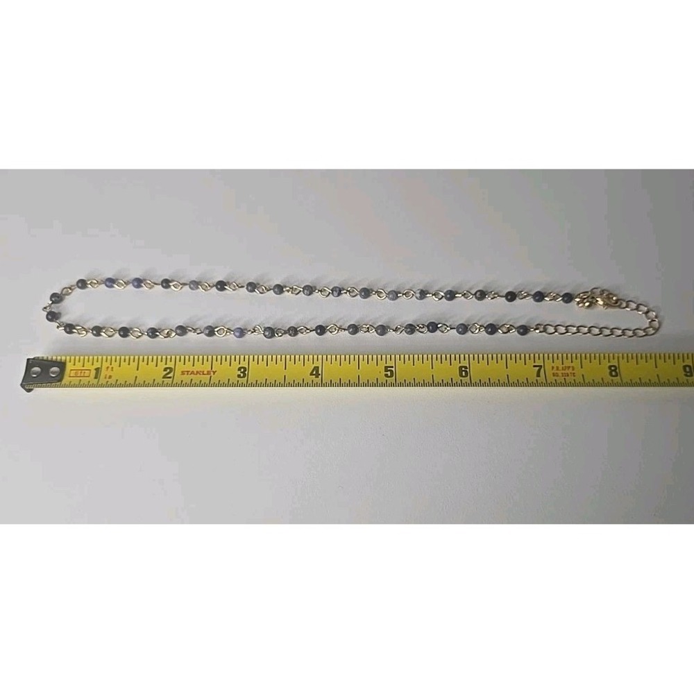 Blue Beaded Necklace Gold Colored Chain - Picture 4 of 4